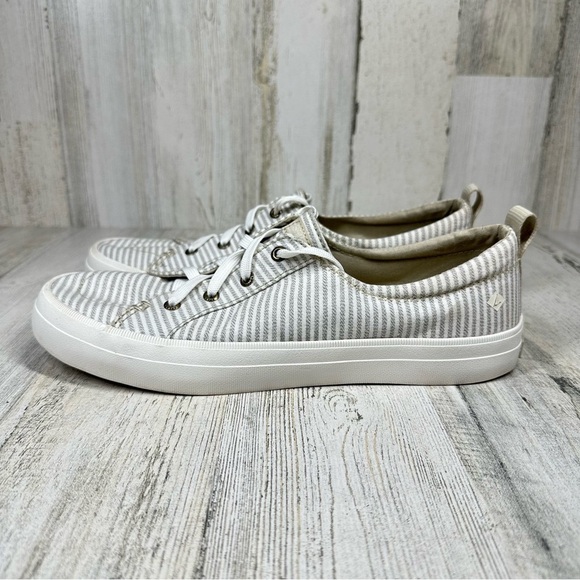 Sperry Women's Crest Vibe Linen Grey Striped Casual Sneakers #1254 - Picture 1 of 11